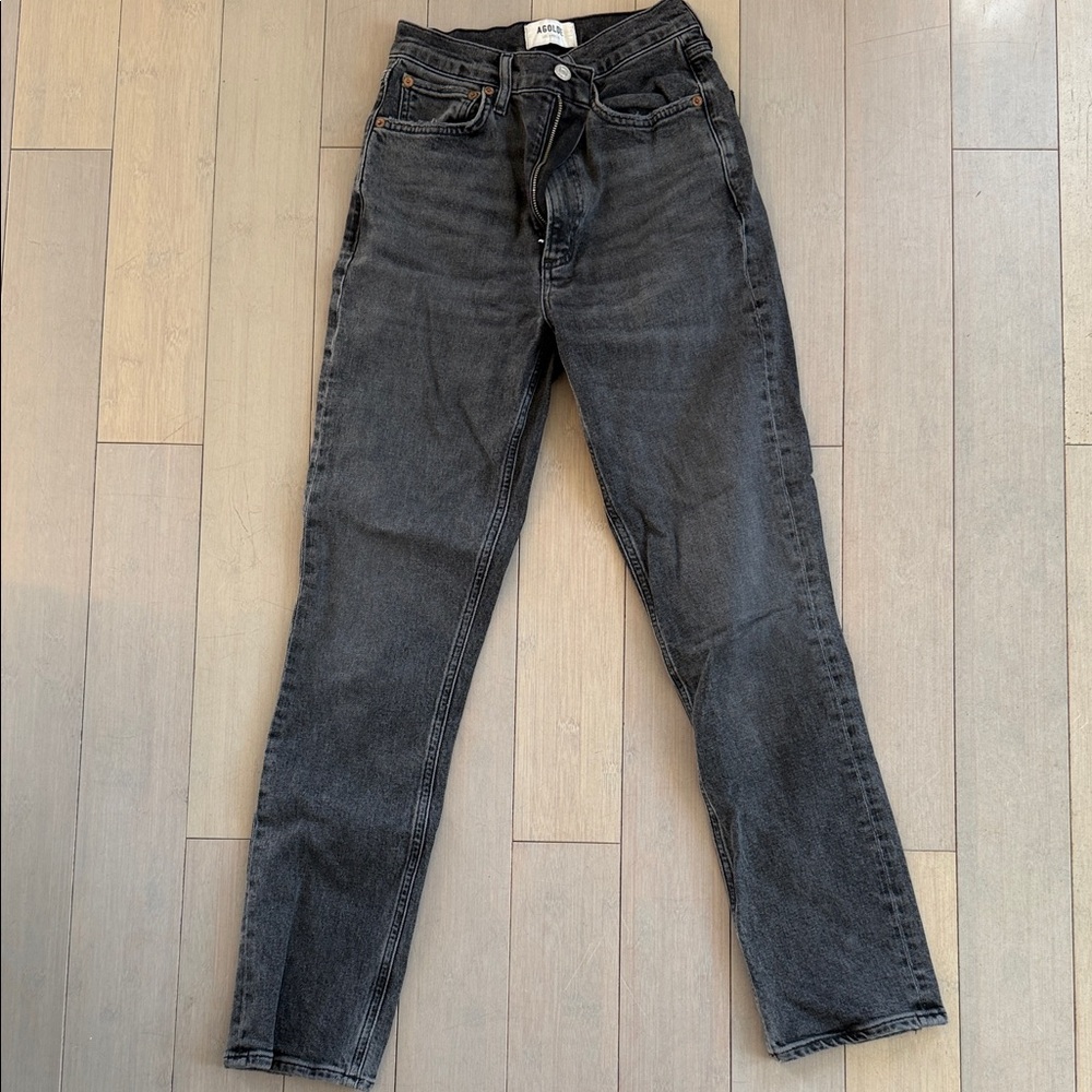 Agolde Denim Washed Black Straight Jeans